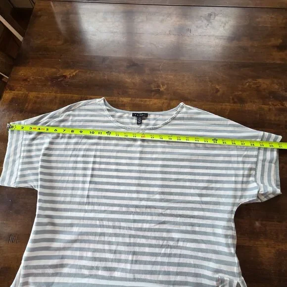 Tribal Blue White Striped Dolman Sleeve Top Cotton Oversized Side Slit Small - Picture 5 of 8